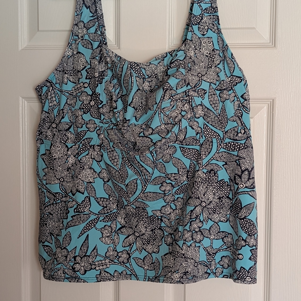 Lands' End Tankini 22W Long And Navy Swim Short 22W